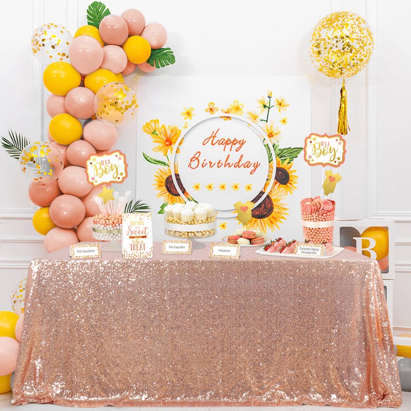 QueenDream Tablecloth 90x156 Rectangle Sequin Table Cloth Rose Gold Wedding Table Linens Glitter Birthday Bridal Party Indoor Outdoor Decorations - Image 5